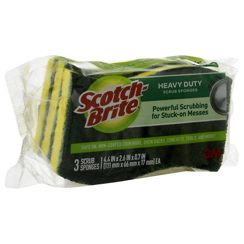 Image for Scotch Brite Scrub Sponges, Heavy Duty, 3 Pack,3ea from Harmon's Drug Store